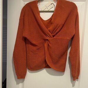 moon & madison V-Neck Sweater in Rich Orange